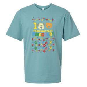 100th Day Of School 100 Pawsome Smarter Dog Cat Paws Sueded Cloud Jersey T-Shirt