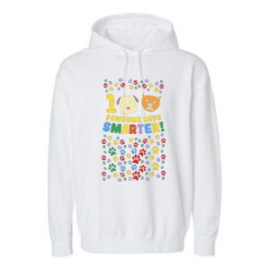 100th Day Of School 100 Pawsome Smarter Dog Cat Paws Garment-Dyed Fleece Hoodie