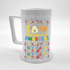 100th Day Of School 100 Pawsome Smarter Dog Cat Paws Beer Stein