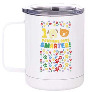 100th Day Of School 100 Pawsome Smarter Dog Cat Paws 12 oz Stainless Steel Tumbler Cup