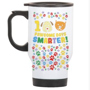 100th Day Of School 100 Pawsome Smarter Dog Cat Paws Stainless Steel Travel Mug