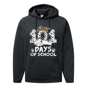 100 Days Of School Dalmatian Dog Wo Girl 100 Days Smarter Performance Fleece Hoodie