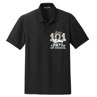 100 Days Of School Dalmatian Dog Wo Girl 100 Days Smarter Dry Zone Grid Polo