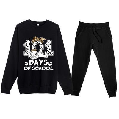 100 Days Of School Dalmatian Dog Wo Girl 100 Days Smarter Premium Crewneck Sweatsuit Set