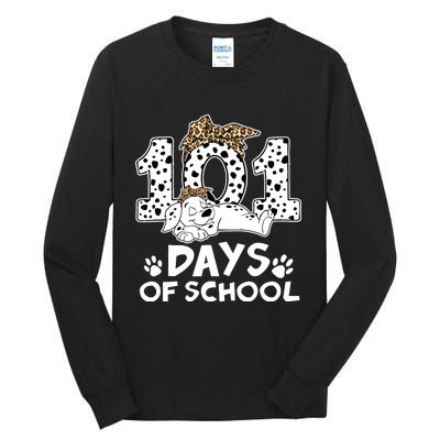 100 Days Of School Dalmatian Dog Wo Girl 100 Days Smarter Tall Long Sleeve T-Shirt