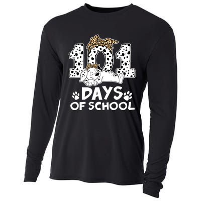 100 Days Of School Dalmatian Dog Wo Girl 100 Days Smarter Cooling Performance Long Sleeve Crew