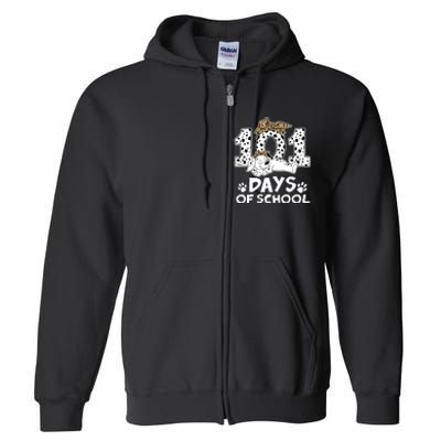 100 Days Of School Dalmatian Dog Wo Girl 100 Days Smarter Full Zip Hoodie