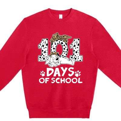 100 Days Of School Dalmatian Dog Wo Girl 100 Days Smarter Premium Crewneck Sweatshirt