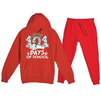 100 Days Of School Dalmatian Dog Wo Girl 100 Days Smarter Premium Hooded Sweatsuit Set