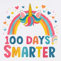 100 Days Of School Smarter Unicorn Button