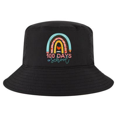 100th Day Of School Teacher 100 Days Smarter Boho Rainbow Cool Comfort Performance Bucket Hat