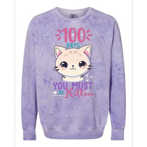 100 Days Of School You Must Be Kitten Cute Colorblast Crewneck Sweatshirt