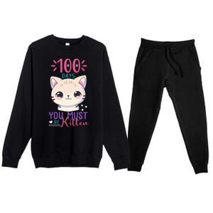 100 Days Of School You Must Be Kitten Cute Premium Crewneck Sweatsuit Set