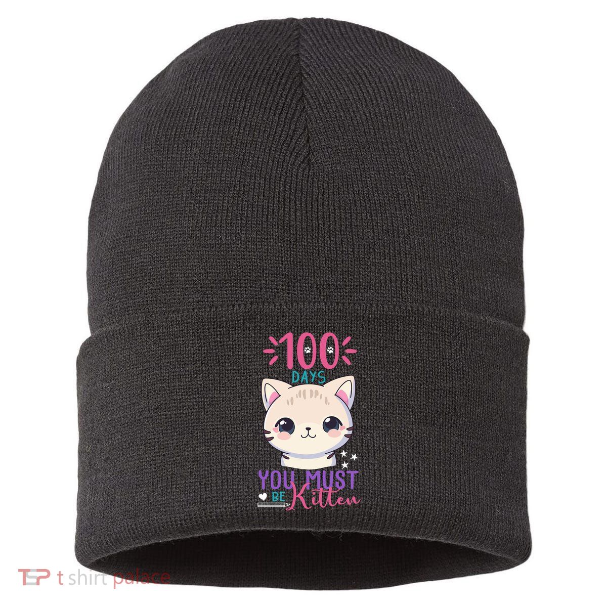 100 Days Of School You Must Be Kitten Cute Sustainable Knit Beanie