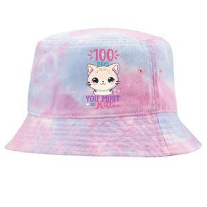 100 Days Of School You Must Be Kitten Cute Tie-Dyed Bucket Hat