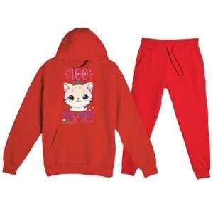 100 Days Of School You Must Be Kitten Cute Premium Hooded Sweatsuit Set