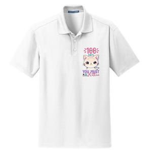 100 Days Of School You Must Be Kitten Cute Dry Zone Grid Polo