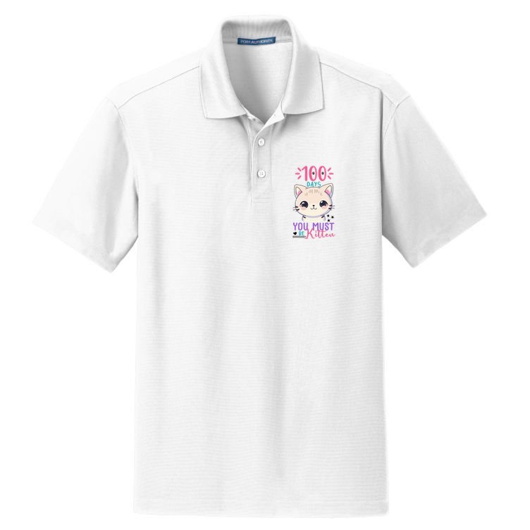 100 Days Of School You Must Be Kitten Cute Dry Zone Grid Polo