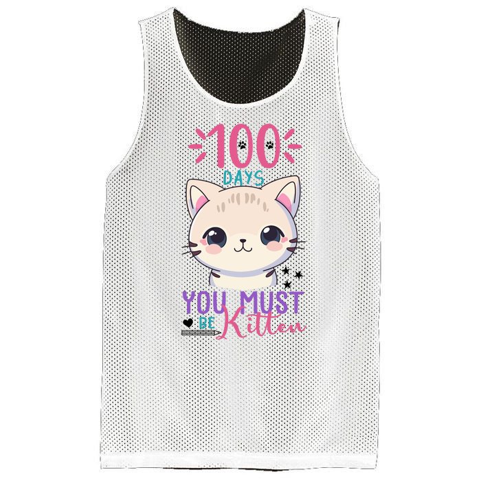 100 Days Of School You Must Be Kitten Cute Mesh Reversible Basketball Jersey Tank