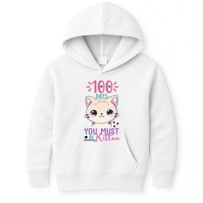 100 Days Of School You Must Be Kitten Cute Kids Hoodie