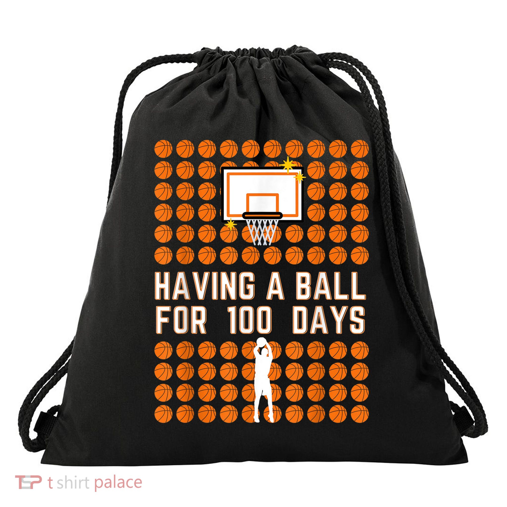 100 Days Of School Basketball 100th Days Of School Drawstring Bag
