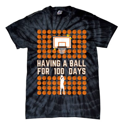 100 Days Of School Basketball 100th Days Of School Tie-Dye T-Shirt