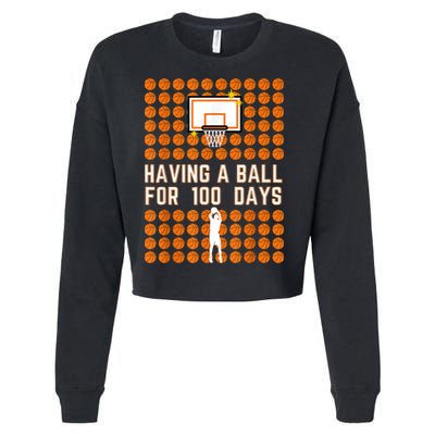 100 Days Of School Basketball 100th Days Of School Cropped Pullover Crew