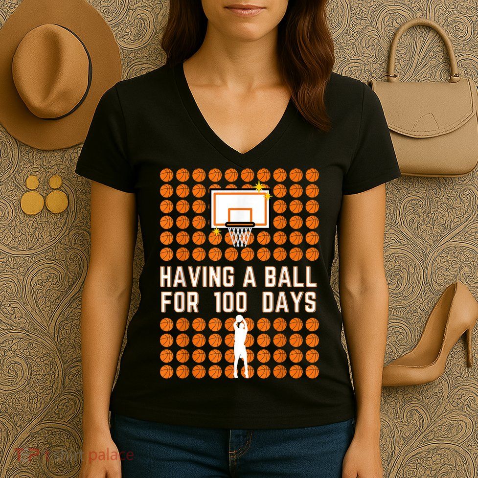 100 Days Of School Basketball 100th Days Of School Women's V-Neck T-Shirt