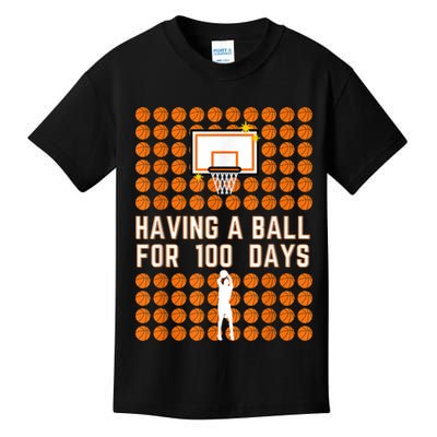 100 Days Of School Basketball 100th Days Of School Kids T-Shirt