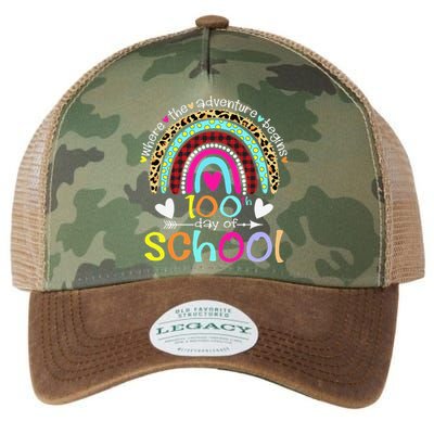 100th Day Of School Teacher Student 100 Days Smarter Rainbow Legacy Tie Dye Trucker Hat