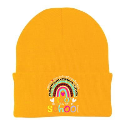 100th Day Of School Teacher Student 100 Days Smarter Rainbow Knit Cap Winter Beanie