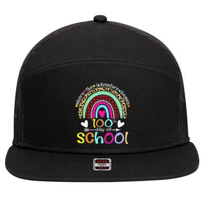 100th Day Of School Teacher Student 100 Days Smarter Rainbow 7 Panel Mesh Trucker Snapback Hat