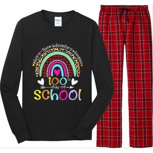 100th Day Of School Teacher Student 100 Days Smarter Rainbow Long Sleeve Pajama Set