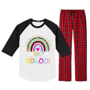 100th Day Of School Teacher Student 100 Days Smarter Rainbow Raglan Sleeve Pajama Set