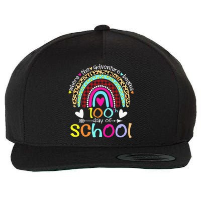 100th Day Of School Teacher Student 100 Days Smarter Rainbow Wool Snapback Cap