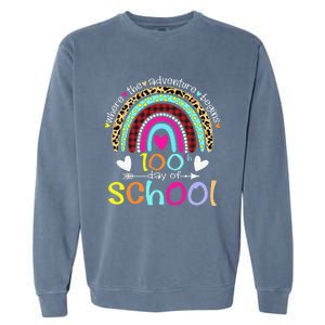 100th Day Of School Teacher Student 100 Days Smarter Rainbow Garment-Dyed Sweatshirt