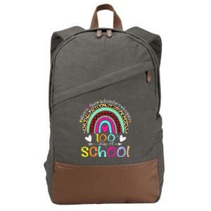 100th Day Of School Teacher Student 100 Days Smarter Rainbow Cotton Canvas Backpack