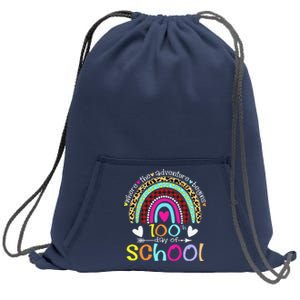 100th Day Of School Teacher Student 100 Days Smarter Rainbow Sweatshirt Cinch Pack Bag