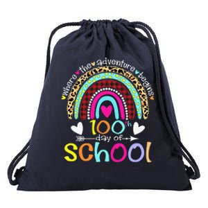 100th Day Of School Teacher Student 100 Days Smarter Rainbow Drawstring Bag