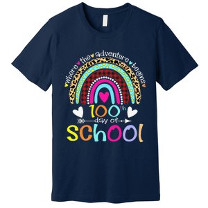 100th Day Of School Teacher Student 100 Days Smarter Rainbow Premium T-Shirt