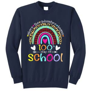 100th Day Of School Teacher Student 100 Days Smarter Rainbow Tall Sweatshirt