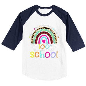 100th Day Of School Teacher Student 100 Days Smarter Rainbow Baseball Sleeve Shirt