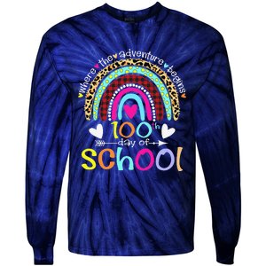 100th Day Of School Teacher Student 100 Days Smarter Rainbow Tie-Dye Long Sleeve Shirt