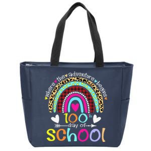 100th Day Of School Teacher Student 100 Days Smarter Rainbow Zip Tote Bag