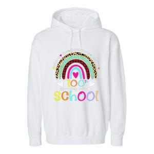 100th Day Of School Teacher Student 100 Days Smarter Rainbow Garment-Dyed Fleece Hoodie