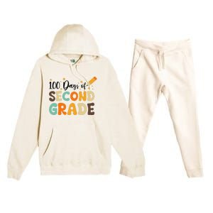 100 Days Of Second Grade 100th Day Of School Back To School Premium Hooded Sweatsuit Set