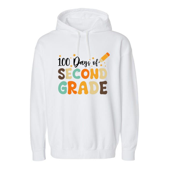 100 Days Of Second Grade 100th Day Of School Back To School Garment-Dyed Fleece Hoodie