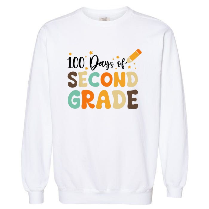 100 Days Of Second Grade 100th Day Of School Back To School Garment-Dyed Sweatshirt