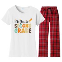 100 Days Of Second Grade 100th Day Of School Back To School Women's Flannel Pajama Set