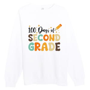 100 Days Of Second Grade 100th Day Of School Back To School Premium Crewneck Sweatshirt